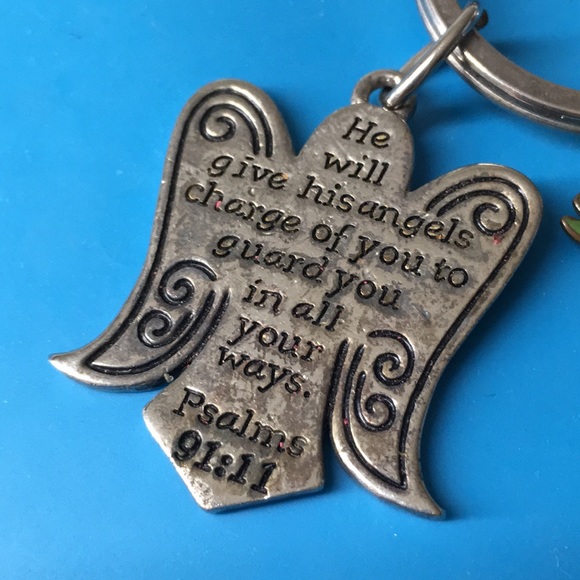 🖤Vtg heart locket & Angel charms keychain - Picture 2 of 12